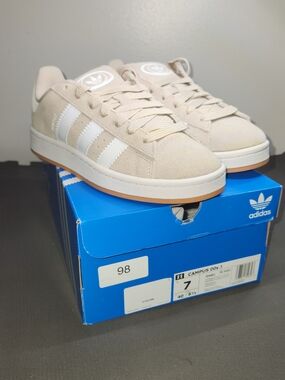 adidas Campus Suede Sneakers in Beige with White Stripes
